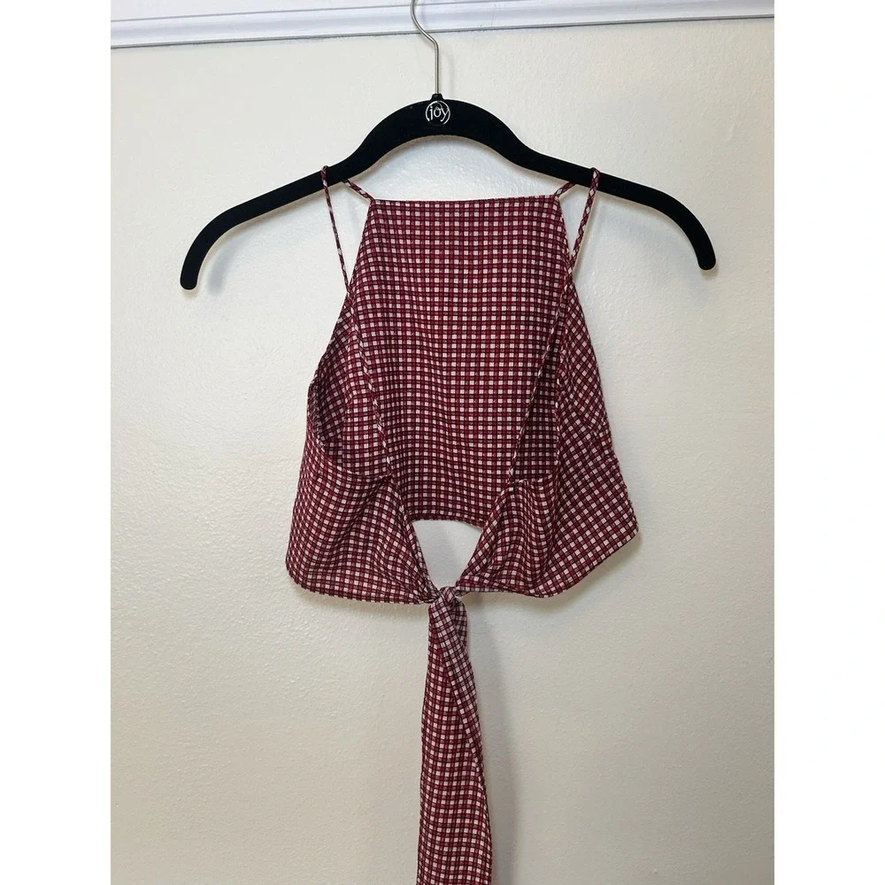 Glamorous Handkerchief Plaid Top High Neck And Tie Back‎